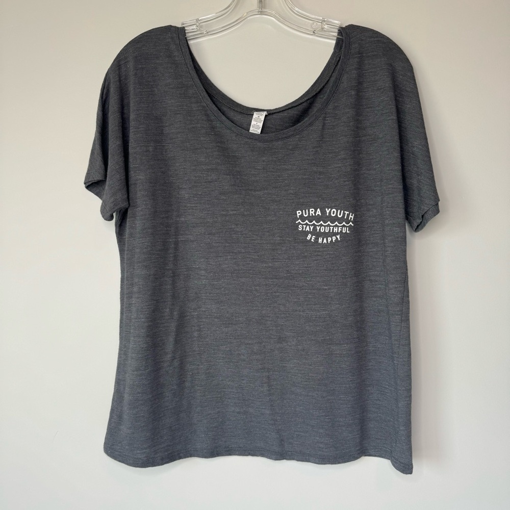 Pura Youth Gray Tee Shirt Women’s Size Small Slouchy Wave